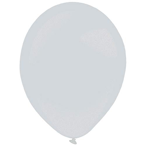 Amscan 9905393 - Latexballons Metallic Silver, 50 Stück, Durchmesser circa 27,5 cm, Luftballons von amscan