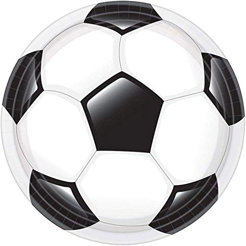 Amscan 9905959 - Teller Fußball, 8 Stück, Durchmesser 23 cm, Pappteller, Einwegteller, WM, EM von amscan