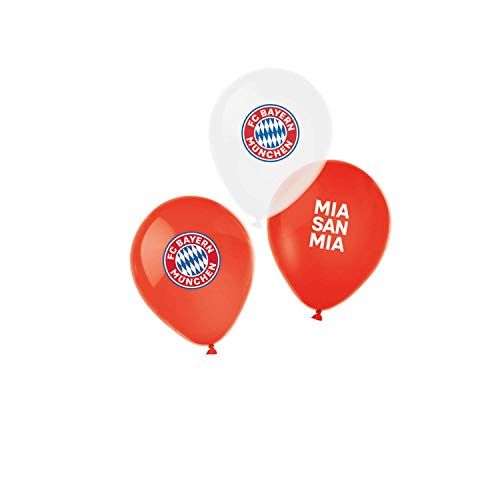 Amscan 9906514 - FC Bayern München Latex-Luftballons, 6 Stück, Größe 27,5 cm / 11", mit Luft / Helium befüllbar, Partydeko für die Feier beim Fanclub oder die Fußballparty, Rot,blau,weiß von amscan