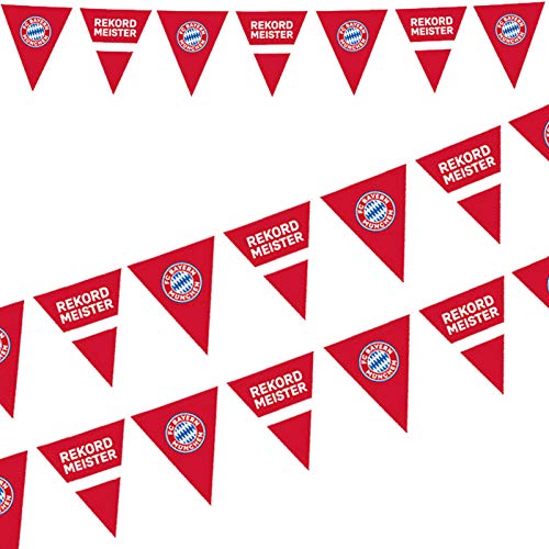 Amscan 9906516 - FC Bayern München Wimpelkette, Größe 400 x 19,5 cm, aus Plastik, Girlande für Fan- oder Fußballparty, Hängedekoration, Dekoration, Rekordmeister von amscan