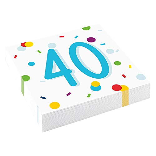 20 Confetti Birthday 40th Birthday Luncheon Napkins 33cm von amscan
