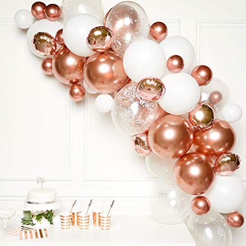 Amscan 9907431 - DIY Ballon-Girlande Rosegold, 66 Luftballons aus Latex und Folie, altrosa, rosa, transparent, für Geburtstag, Geburt, Silvester, Hochzeit, Dekoration von amscan