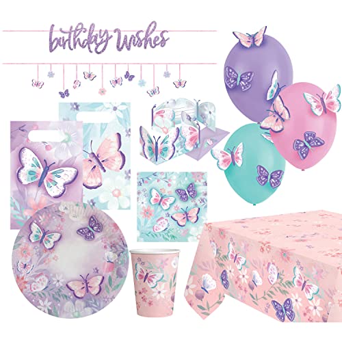 Amscan 9911608-66 - Partyset Flutter, 57-teilig, Einweggeschirr & Dekoration, Tier-Motiv, Schmetterling, Falter, Kindergeburtstag, Motto-Party Amscan 9911608-66 - Partyset Flutter, 57-teilig, Einweggeschirr & Dekoration, Tier-Motiv, Schmetterling, Falter, Kindergeburtstag, Motto-Party von amscan