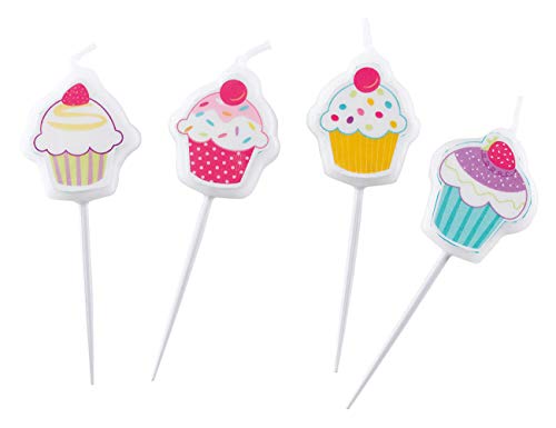 Amscan 997220 - 4 Mini-Figurenkerzen Cupcake 7,5 cm, Dekoration von amscan