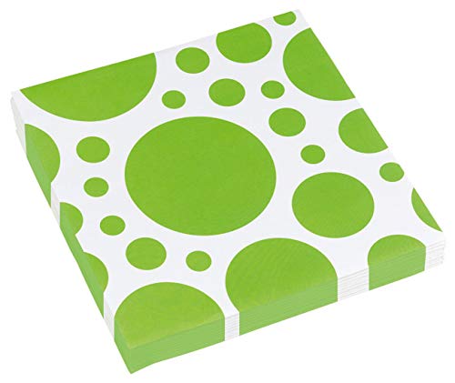 Amscan 999326 - Servietten Bright Green Dots, 20 Stück, 33 x 33 cm, Mottoparty, Geburtstag von amscan