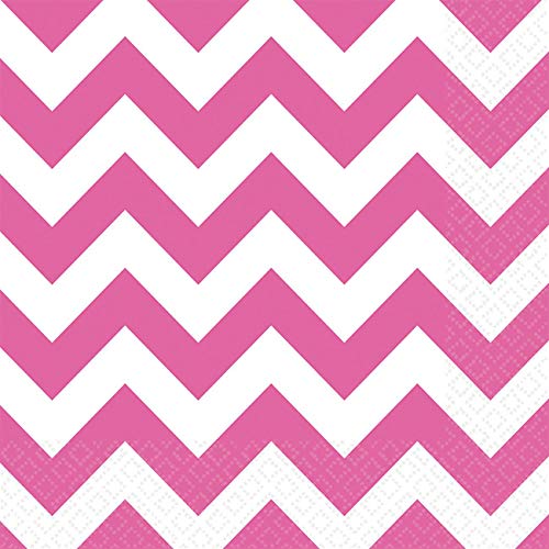 Amscan 999504 - Servietten Bright Pink Chevron, 20 Stück, 33 x 33 cm, Happy Birthday, Geburtstag, Party von amscan