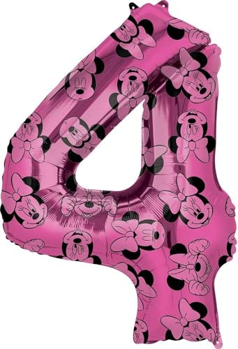 Amscan Anagram 4013901 – Disney Minnie Maus Zahl 4 Folienballon SuperShape – 66 cm Mehrfarbig von amscan