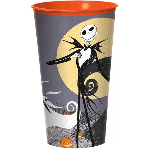 Amscan Black & Orange Nightmare Before Christmas Pumpkin King Kunststoffbecher (940 ml), perfekt für Halloween und Partys von amscan