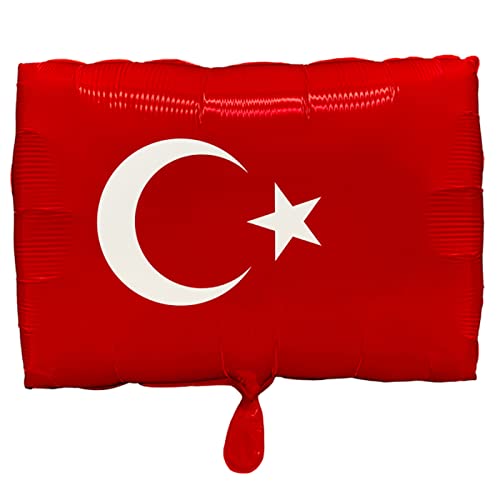 Amscan Folienballon * TÜRKISCHE FLAGGE * als Deko und Geschenk | Größe:30x40cm | für Luft und Helium | Rote Fahne Mondstern Ballon Party Dekoration von amscan