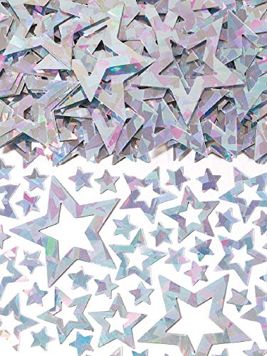 Amscan INT36828-18 - Konfetti Star Shimmer, Folie, 14 g, silber, Sterne, Streudeko, Tischdekoration, Geburtstag, Karneval von amscan