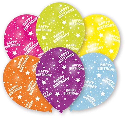 Amscan INT995687 - Latexballons Happy Birthday, 6 Stück, circa 28 cm, Geburtstag, Luftballon von amscan