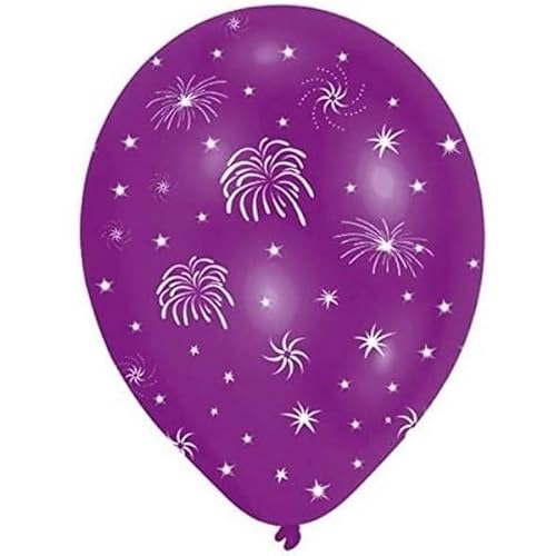 Amscan INT996520 - Latexballons Feuerwerk, 6 Stück, circa 28 cm, Silvester, Luftballon von amscan