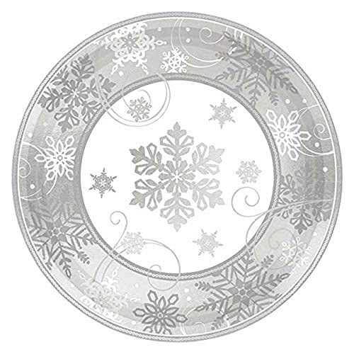 amscan International 541559 SPKLG Snowflake MET Papierteller, 17,7 cm, L von amscan