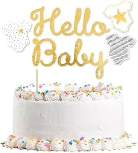 Amscan Kuchen Deko * HELLO BABY * für die Kuchendekoration bei Party und Geburt | Gender-Neutral, 21x18cm | Gender Mottoparty von amscan