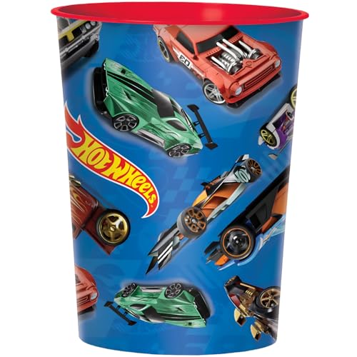 Amscan Mehrfarbige Hot Wheels Kunststoffbecher (473 ml), perfekt für Kindergeburtstage und Feiern von amscan