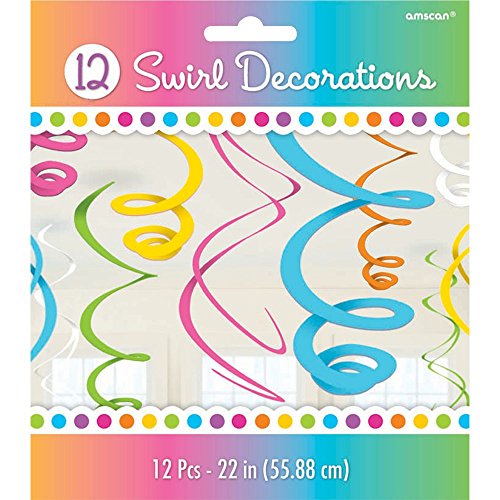 Multi-Colours Plastic Swirls Decorations 55cm /12 von amscan