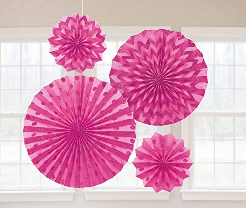 FANS GLITTER PPR BRIGHT PINK von amscan