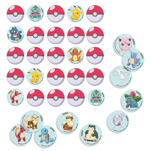 Memo-Spiel * Pokémon * mit 32 runden Spielkarten als Gedächtnisspiel für Kindergeburtstag und Party | Größe: 6cm, aus Karton | Pokemon Kinder Geburtstag von amscan