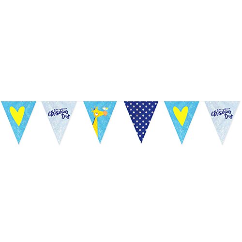 On your Christening Day Blue Foil Pennant Banner von amscan