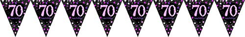 Amscan 9901740 - Wimpelkette 70 Sparkling Celebration pink Folie 396,2 x 21,5 cm, Banner, Girlande, Partykette von amscan