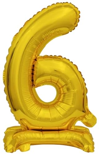 Stehballon * Zahl 6 - Goldfarben * als Deko für Geburtstag und Party | 38cm, für Luft | Zahlen Kindergeburtstag Partydeko Ballon Luftballon von amscan