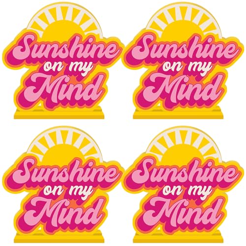 Vibrant "Sunshine on My Mind" Throwback-Sommerschild – 31,8 x 28,7 cm (4 Stück) – perfekt für Strandpartys, Pool-Veranstaltungen und Retro-Events von amscan