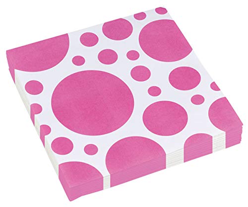 Amscan 999324 - Servietten Bright Pink Dots, 20 Stück, 33 x 33 cm, Motto-Party, Geburtstag von amscan