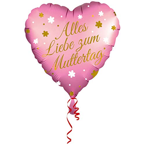 Amscan 4008601 - Standard Folienballon Herz Alles Liebe zum Muttertag, Größe 43 cm, Volumen 13 Liter, Heliumballon von amscan