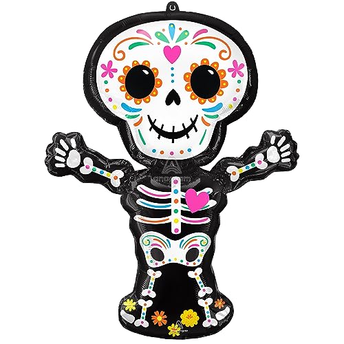 amscan SuperShape holografischer Day of The Dead Skelett Folienballon P35 verpackt 66 cm x 86 cm von amscan