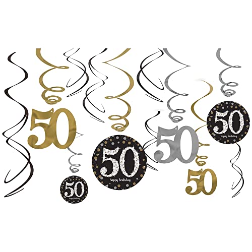 Adult Gold Celebration 50th Swirl Decorations von amscan