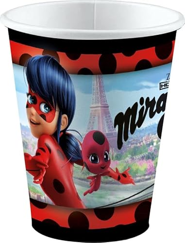 amscan 8 Becher * Miraculous * für eine Mottoparty oder Kindergeburtstag Ladybug Marienkäfer Superheld Party Geburtstag Pappbecher Partybecher Cups von amscan