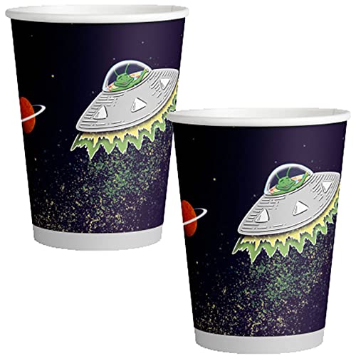 amscan 8 Becher * SPACE PARTY * für Kindergeburtstag und Mottoparty | FSC-zertifiziert | Astronat Weltraum Kinder Geburtstag Party Pappbecherr Partybecher Cups von amscan