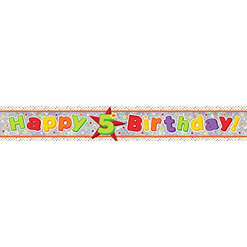 Amscan 9900017 2,7 m Happy 5. Geburtstag Holografische Folie Banner von amscan