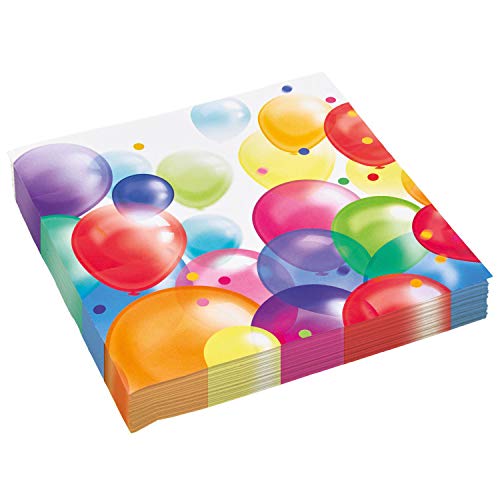 Amscan 9904392 - Servietten Balloons, 20 Stück, 33 x 33 cm, Happy Birthday, Geburtstag, Party, Motiv von amscan