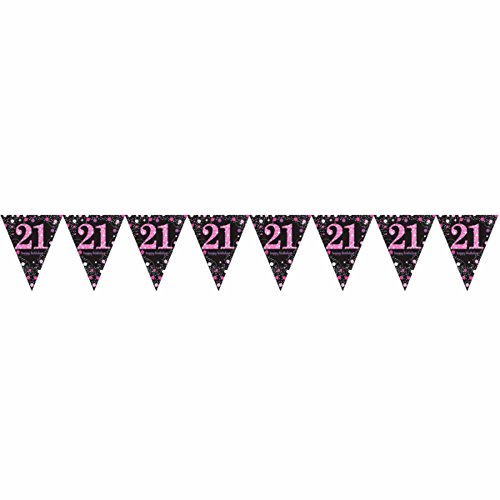 Adult Pink Celebration 21st Birthday Plastic Pennant Bunting von amscan