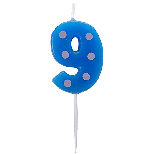 Dots & Stripes Birthday Candles Number 9 - 4.5cm von amscan