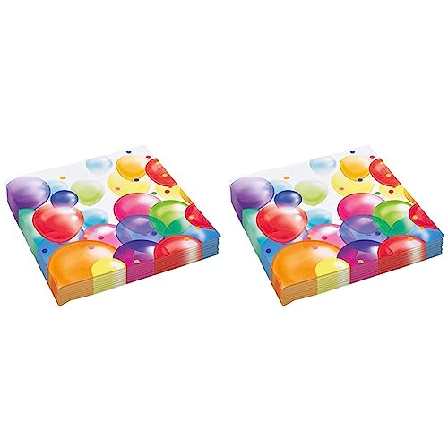 amscan 9904392 - Servietten Balloons, 20 Stück, 33 x 33 cm, Happy Birthday, Geburtstag, Party (Packung mit 2) von amscan