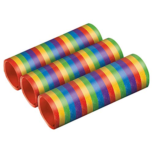 Amscan 9905008 - 3 Luftschlangen Bright Rainbow metallisch Papier 0,7 x 400 cm, Dekoration von amscan