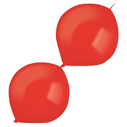 Amscan 9905662 - Latexballons Decorator Crystal E-Link, 50 Stück, rot, Link-a-Loon, Luftballon, Girlande, Apfelrot von amscan