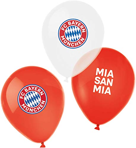 amscan 9906514 - FC Bayern München Latex-Luftballons, 6 Stück, Größe 27,5 cm / 11", Farbe: Blau, Weiß u. Rot, mit Luft / Helium befüllbar, Partydeko für die Feier beim Fanclub oder die Fußballparty von amscan