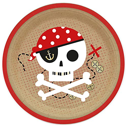 amscan 9910319 – Treasure Island Pirate Geburtstagsparty-Pappteller, 8 Stück, 23 cm von amscan