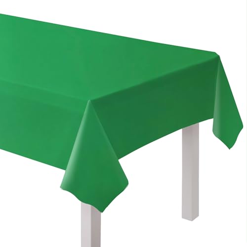 amscan 9915405-208 Grüne Tischdecke aus Kunststoff mit Stechpalmen-Motiv, Einfarbig, Holly Green, 107.9 x 53.9 inch (Rectangular) von amscan