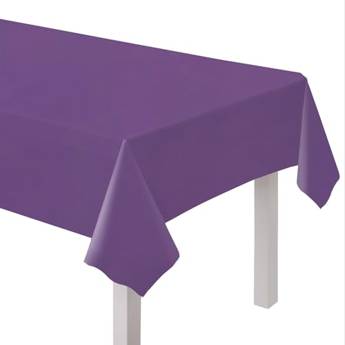 amscan 9915405-213 Violette Kunststoff-Tischdecke, Einfarbig, 107.9 x 53.9 inch (Rectangular) von amscan