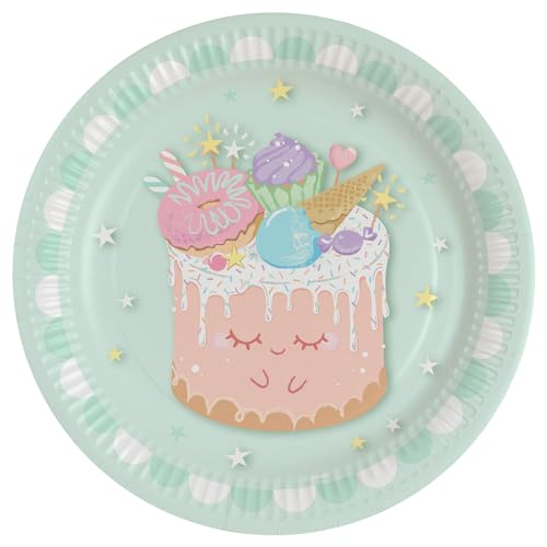 amscan 9916942-8er-Pack Geburtstagsparty-Teller Crazy Cake, rund, Papier, 23 cm von amscan