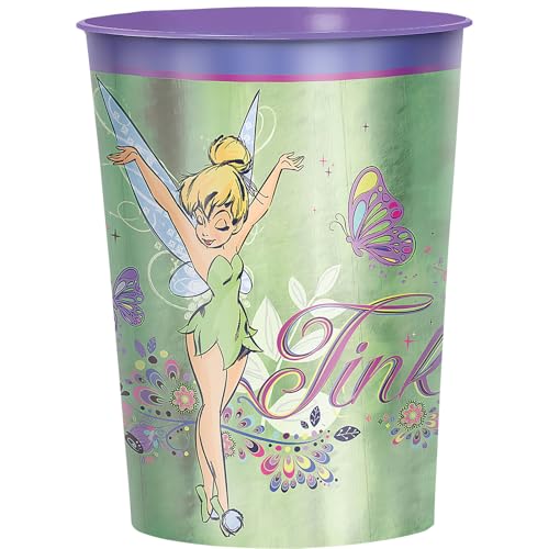 amscan Mehrfarbiger Tinkerbell-Becher aus metallischem Kunststoff, 473 ml, ideal für Kinderpartys und Veranstaltungen von amscan