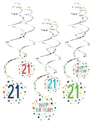 amscan spiralgirlanden 21 Confetti Birthday 61 cm Papier 6 Stück von amscan