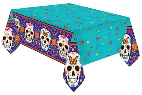 amscan tischdecke Day of The Dead 120 x 180 cm türkis/violett von amscan