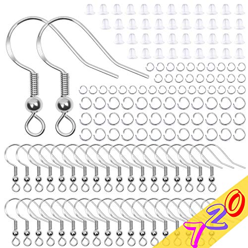 Hypoallergenes Ohrring-Haken-Set, Anezus 720-teiliges Ohrring-Herstellungs-Set mit hypoallergenen Ohrring-Haken, Ohrring-Verschlüssen und Biegeringen zur Herstellung und Reparatur von Ohrringen von anezus