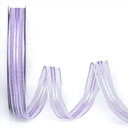 anshome Hellviolettes Satin-Organza-Streifenband, 0,95 cm x 20 m, silberfarbener Rand, violettes Satinband, einfarbig, weiches Stoffband für Geschenkverpackungen, Hochzeitsschleifen, Ornamente, von anshome