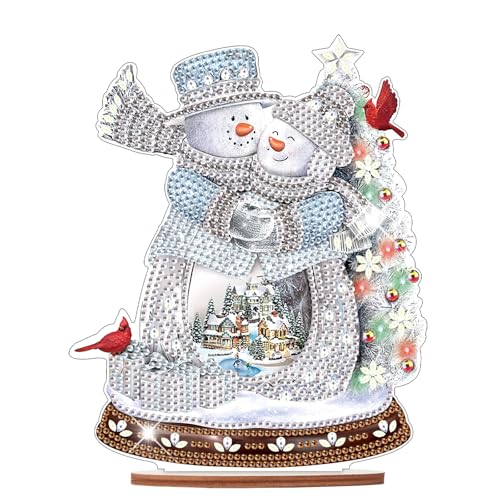 Diamond Art Painting Weihnachten Schneemann Desktop Ornamente DIY Diamant Kunst Weihnachtsbaum Tisch Malen nach Zahlen Mosaik Kunst Handwerk Zuhause Wohnzimmer Büro Weihnachten Tischdekoration von antor